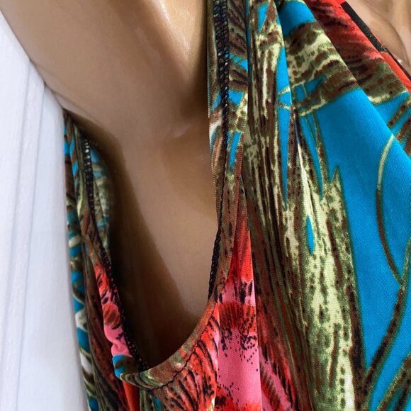 NWOT Turquoise Peacock Maxi Summer Dress | Versatile Festival Carnival Beachwear - Picture 8 of 11